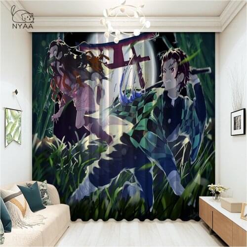New Kimetsu No Yaiba Anime Curtains For Home Office The Role Of Curtains For Windows Decoration Curtain Kitchen Micro Shading