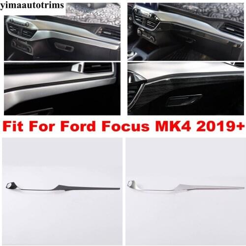 Stainless Stee Interior Car Front Dashboard Central Control Console Panel Strip Lid Cover Trim For Ford Focus MK4 2019 - 2021