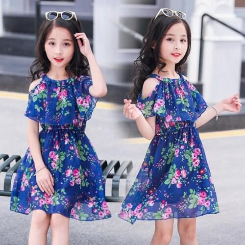Girl Dress 2021 Summer Floral Pattern Beach Dress For Girl Bohemia Children Dresses Costume For Girls Teen 5 6 7 8 9 10 12 Years