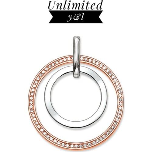 Two Circles Pendants Rose Gold&Silver Color Fashion Jewelry Cubic Zirconia DIY Necklaces Accessories for Women and Men Gifts
