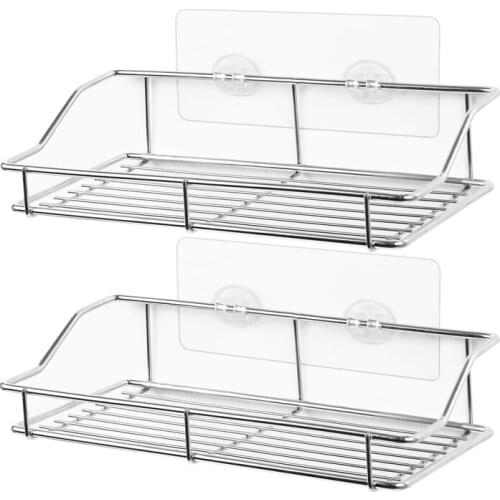 Bathroom Shelf, Wall Mounted Shower Caddy Traceless Adhesive, No Drilling Storage Organizer Rack Stainless Steel Kitchen, Bathro
