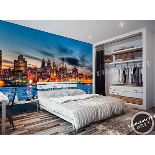Custom photo wallpaper, the Philadelphia skyline at night murals for the sitting room bedroom TV setting wall papel DE pared