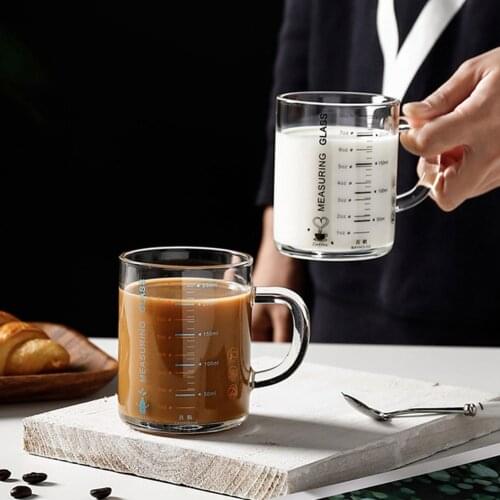 Hot 250ml Heat-resistant Glass Coffee Cup Milk Cup With Scale Water Cup Simple Glass Measuring Cup Household