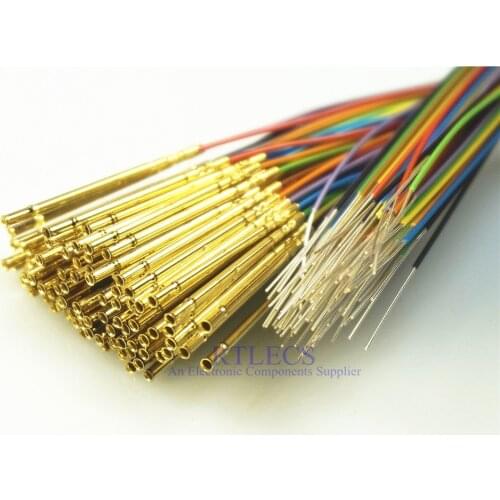 100pcs/lot Socket R50-2W7 Length 17.5mm Spring Test Probes Receptacle Bare PCB Pogo Pin Test Probe Pre-wired 700mm Length wires