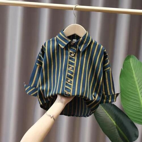 Boys Shirts Casual Long Sleeve 2020 childrens clothes autumn striped Shirt cotton linen Baby Kids Clothing for Boys Tops