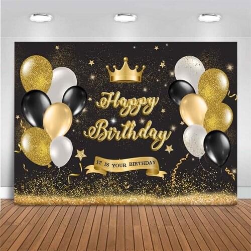 Happy Birthday Backdrop Gold Crown Balloons Glitter Photography Backdrop It Is Your Birthday Photo Background For Photo Studio