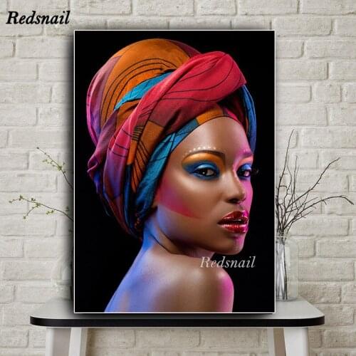 Sexy Black Nude African Woman Red Lips Diy Diamond Painting 5D full Drill mosaic diamond embroidery Home Decor puzzle EE806