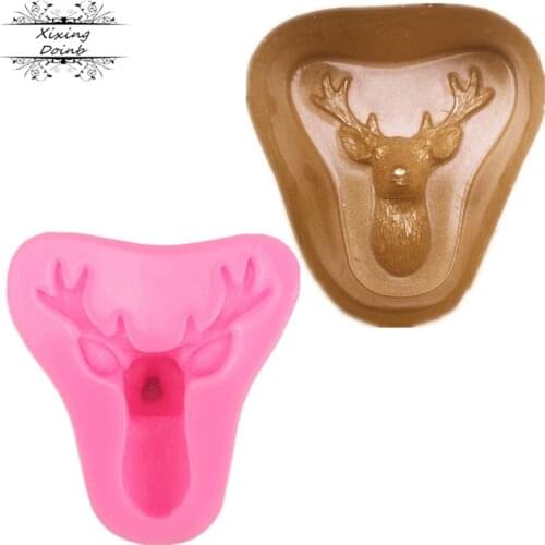 3D reindeer elk shape silicone Candle Mold Christmas deer fudge cake soap mold fudge chocolate Kitchen Baking tool