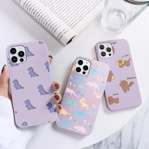 Silicone Case For iPhone 11 Pro Max X XS 7 8 6 6S Plus 5 5S SE 2020 Cute Dinosaur Couqe For iPhone 12 Pro Max Mini Soft TPU Case