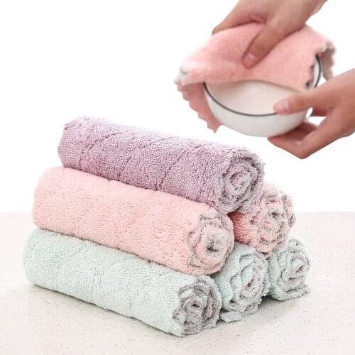2Pcs Superfine Fiber Cleaner Rag Thickening Double Layer Washing Dishes Towel Wipe Tablecloth Dishcloth Kitchen Cleaning Cloth