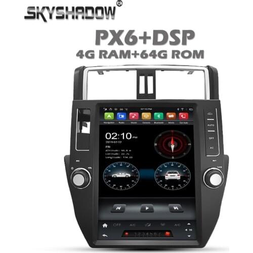 Vertical Tesla PX6 Car DVD Player DSP Android 10.0 4G+ IPS Wifi Bluetooth 5.0 RADIO GPS For Toyota PRADO 150 2010- 2013