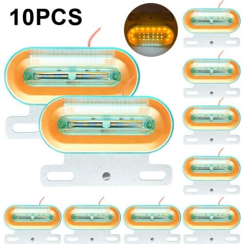10pcs 24V 12LED Car Truck Side Marker Lights Car External Lights Signal Indicator Lamp Warning Tail Light 3 Modes Trailer Lorry