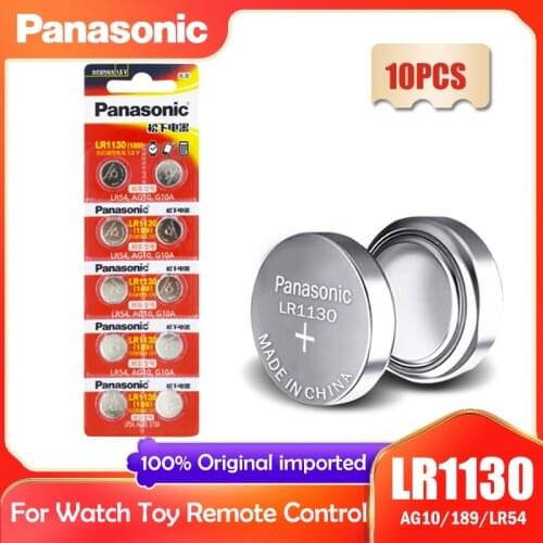 10PCS Panasonic LR1130 LR 1130 1.5V Button Cell Coin 189 AG10 V10GA L1131 SR1130W SR1130 389 LR54 SR54 Watch Alkaline Battery