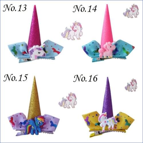20 BLESSING Girl Popular 2.5" Unicorn Clip Little Pony Rainbow Spangle Flash