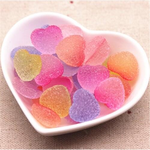 20pcs 17mm Unicorn Color Resin Heart Flatback Cabochon Simulation Soft Candy Food Art DIY Phone Case Hair Clip Decoration