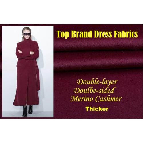 2019 High-end Brand Coat Thicker Wool Silk Fabric Double-sided Merino Cashmer Short Soft Glossy diy Fabric for Dress stitch lilo