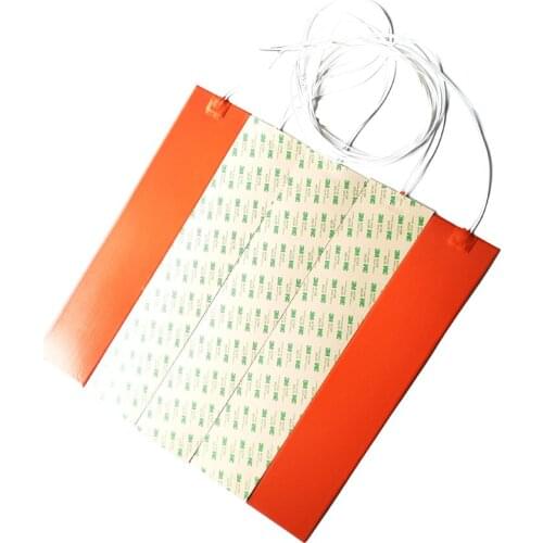 220v 200w 100*500*1.5mm silicone band heater for machine adhesive 1 side 1000mm lead wire come out from middle of 100mm side