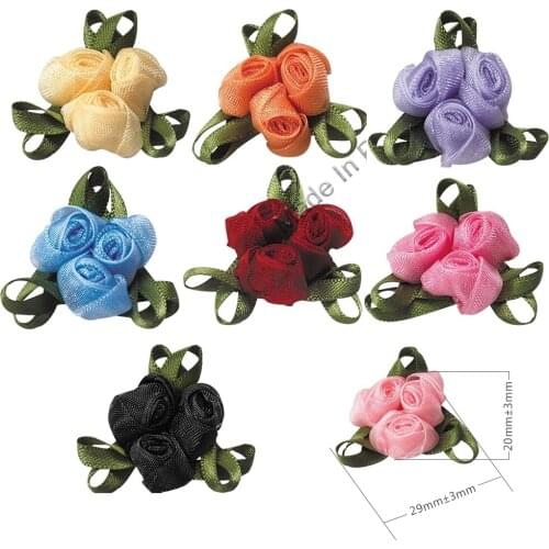 29X 20 MM Satin/Organza Ribbon 3 Flowers For Packing Cloth Hairbow DIY Crafts 100pcs Free Shipping