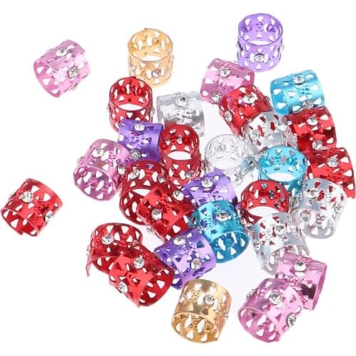30pcs Shiny Hair Cuffs Aluminum Dreadlock Beads For DIY Hairstyle Braid Tail