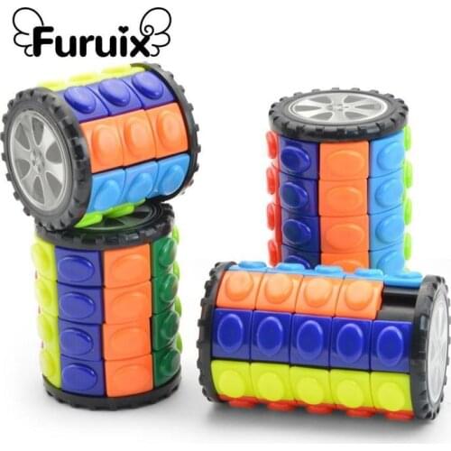 3D Rotate Slide Cylinder Magic Cube Colorful Babylon Tower Stress Relief Cube Fun Puzzle Sliding Wheels and Smooth Rubiks Cube