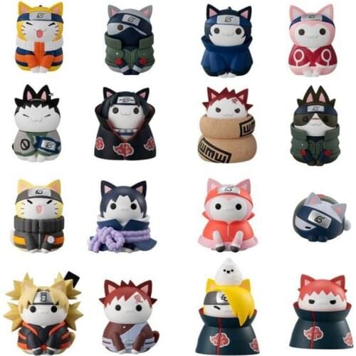 8PCS/Set Anime Figures Q Version 3/6CM Kawaii Collocation PVC Model Dolls Kitten Sasuke Action Figure Home Desk Decor Toys Gift