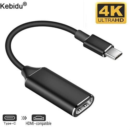 Kebidu Type C Adapter 4K 30Hz USB C 3.1 Male for Samsung S9/8 Plus HTC to HDMI-compatible Female Cable Adapter Converter