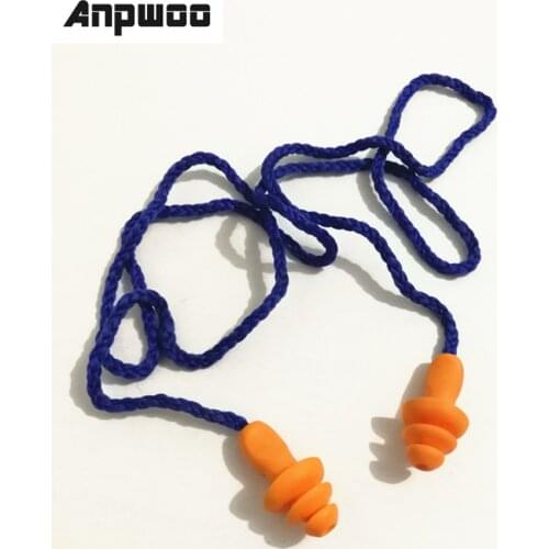 ANPWOO 8pair with box Soft Silicone Corded Ear Plugs ears Protector Reusable Hearing Protection Noise Reduction Earplugs Earmuff