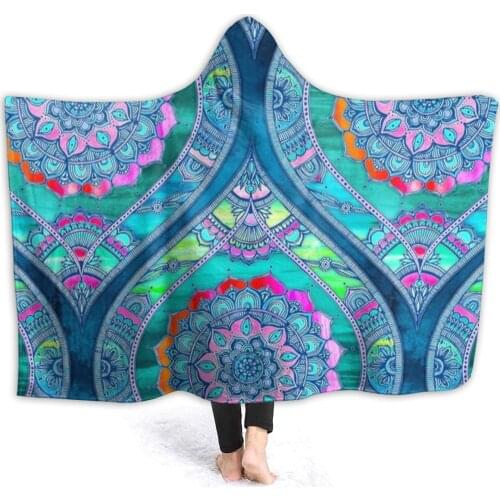 Bohemian Blanket Sofa Soft Hoodie Blanket Fashion Cool Fleece Bedspread
