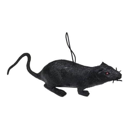 Horror Black Rubber Halloween Rat Toy Party Decoration Hanging Decor Scary Squeaks Red Eyes Rats Science Lab Laboratory props