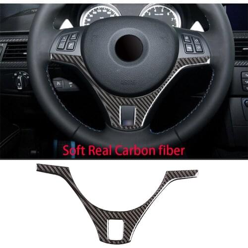 Real Carbon Fiber Inner Steering Wheel Decorative Cover For BMW E9 M3 2007-2013