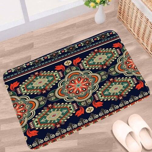Household Mats Indian Bohemian Carpet Anti-slip Rugs Geometric Door Indoor Kitchen Toilet Bath Mat Foot Pad Washable Floor Decor