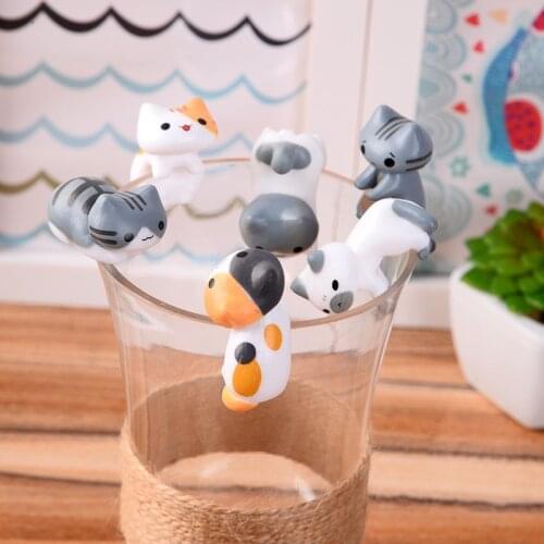 6Pcs/Set Cute Cat Anime Action Figure PVC Toy Kawaii Animal Doll Home Car Cake Cup Decoration Ornaments Collection Gift for Boys