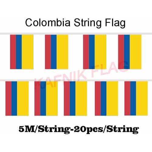 KAFNIK,5 meters 20 faces 14*21CM Colombia String Flag Banner Bar For Party Decoration/World Event Carnival Decor