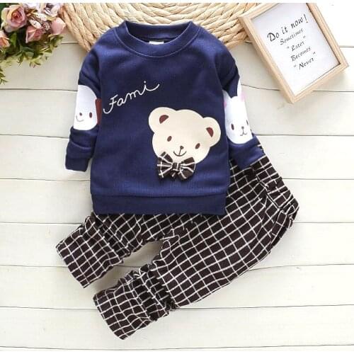 Children Clothing Set Spring Autumn Fashion Cotton Tops+pants 2pcs Kids Boys Girls Outfits For 1-4Y Cartoon Clothing