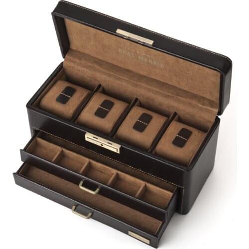 Leather Watch Box Blue and Brown Real Madrid