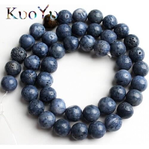 Natural Blue Coral Stone Beads Round Loose Bead For Making Jewelry DIY Bracelet Accessorie Jewellery 15'Strand 6/8/10/12mm