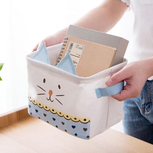 LovlyCat Waterproof Desktop Storage Box Underwear Toy Storage Basket Cosmetic Book Organizer Stationery Container Laundry Basket