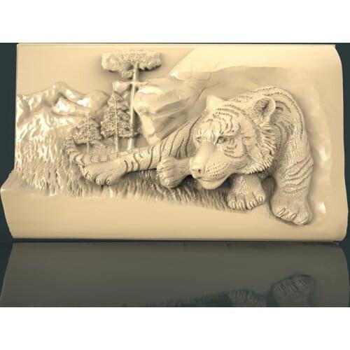 Tiger 3d STL Model for CNC Router 3D Printer Artcam Aspire Decor Relief