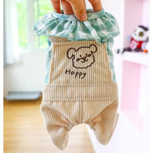 Happy Dog Fashion Autumn Winter Dog Cloth Comfortable Cute Pet Puppy Cat Jumpsuit Romper For Small Chihuahua Yorkie Daily Outer