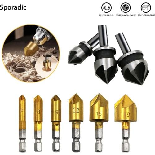 90 Degree Countersink Drill Chamfer Bit Set 1/4" Hex Shank For Woodworking Point Bevel Cutting Cutter Power Tools Accessories