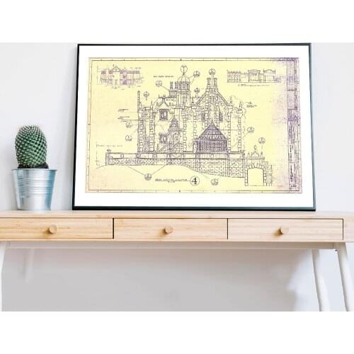 Haunted Mansion Blueprint Patent Gallery Wall Art Canvas Print Theme Park artwork Blueprint Posters Painting Gifts Retro Decor