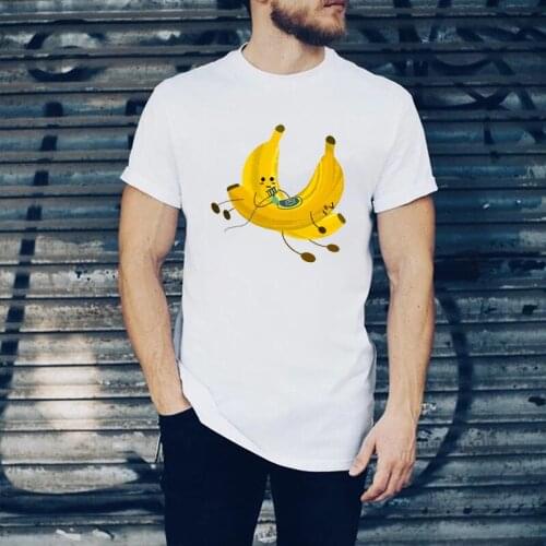 New Cute Banana Funny T Shirt Men Black White Cartoon Printed T-shirt Unisex Cute Harajuku Streetwear Short Sleeve Male Tee