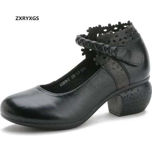 Promotion 2021 New Classic Elegant Spring Shoes Women Genuine Leather Shoes High Heel Shoes Fashion All-match Comfortable Shoes