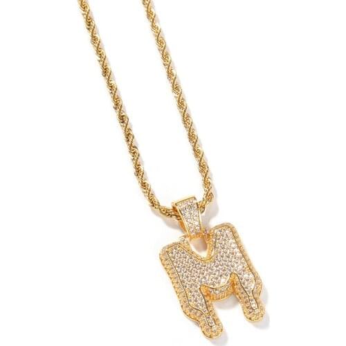 2021 New Arrival Punk Jewellery Drop Blood Style Iced Out Letters AAA+ Cubic Zircon Brass Custom Name Necklace jewelry set