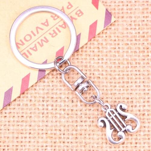 New Fashion Keychain 17x16mm harp Pendants DIY Men Jewelry Car Key Chain Ring Holder Souvenir For Gift