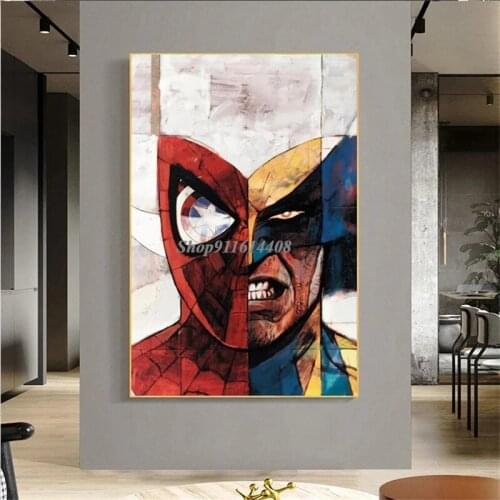 Half Spider Man and Half Captain America Abstract Marvel Anime Wall Pictures Posters Prints Home Decor Canvas Painting Wall Art