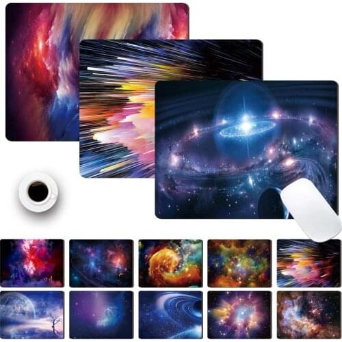Durable Smooth PU Leather Computer Mouse-pad Anti-slip Waterproof Space Pattern Mouse Mat Game Mousepad