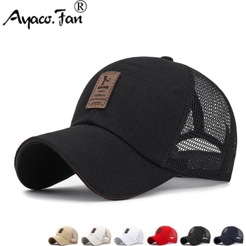 Simple Trucker Hat Solid Baseball Cap Men Mesh Breathable Sunscreen Caps Label Stick Snapback Sunhat Summer Golf Baseball Hat