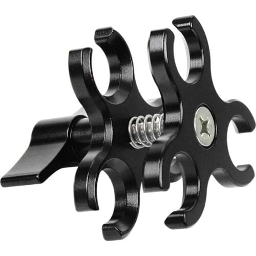 PULUZ Triple Ball Clamp Open Hole Diving Camera Bracket CNC Aluminum Spring Flashlight Clamp for Diving Underwater Photography