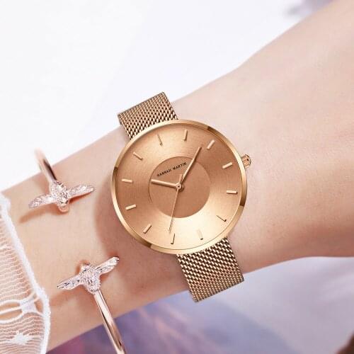 Luxury Casual Fashionable Elegant Design Womens Miyota 2035 Movement Rose Gold Watches For Girls